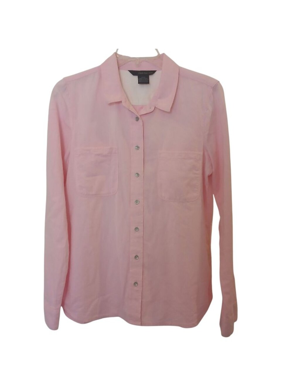 Calvin Klein Jeans Womens PM Pink Button Long Sleeve Shirt 100% Cotton #I-1